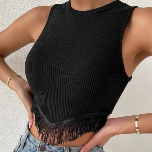 Shein fringe ribbed knit tank - Picture 1 of 3
